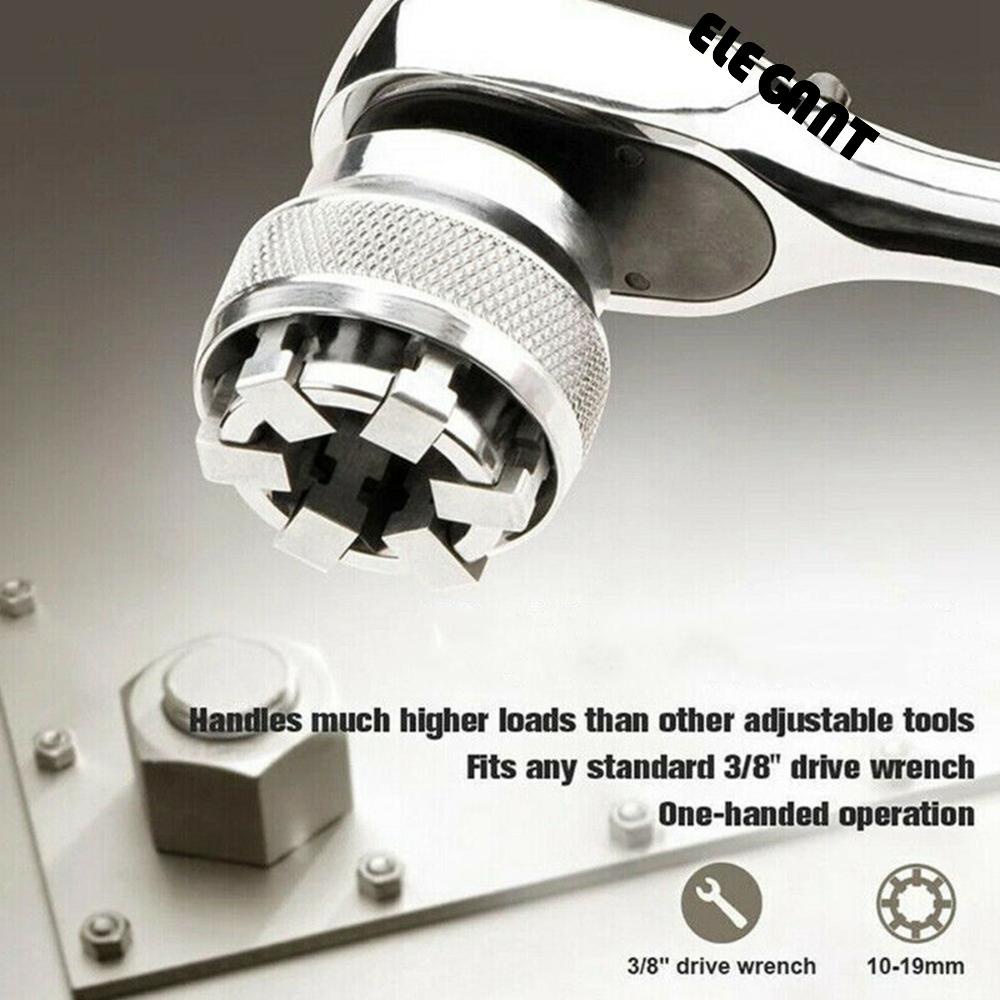 [Elegan] Alat Perbaikan Adaptor Kunci Pas3 /8 Inci Drive Multi-Fungsi Hex Adjustable Ratchet Spanner Sleeve