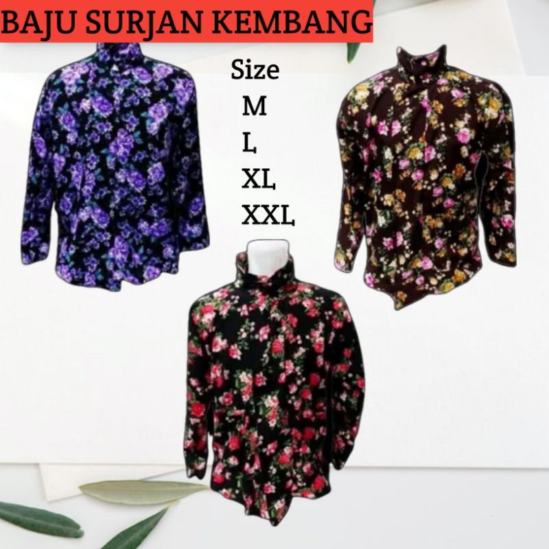 Kebaya dan Sorjan BAJU SURJAN PRIA MOTIF KEMBANG / BAJU ADAT JAWA / BAJU TRADISIONAL Lurik