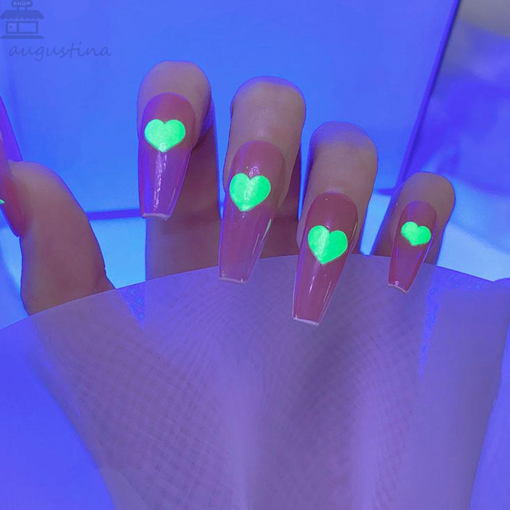 AUGUSTINA Agustina Stiker Perekat Kuku Bersih Api Merah 3D DIY Glow Luminous Stiker Manicure Aksesoris