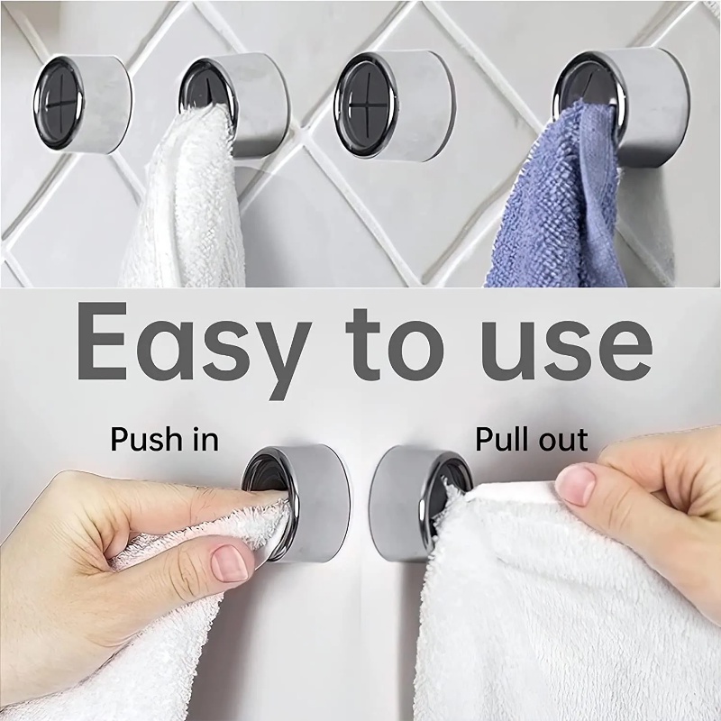 1pc Mini Bulat ABS Self Adhesive No Punching Towel Hook/ Rak Gantung Lap Hemat Ruang Dapur/ Kait Penyimpanan Serba Serbi Yang Dipasang Di Dinding Rumah