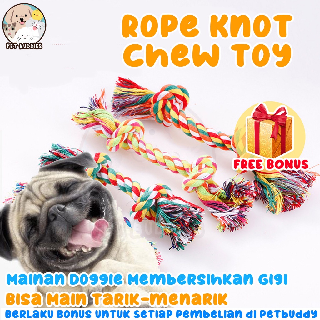 [FREE BONUS]Rope Knot Chewing Toy Mainan Anjing Tali Tarik