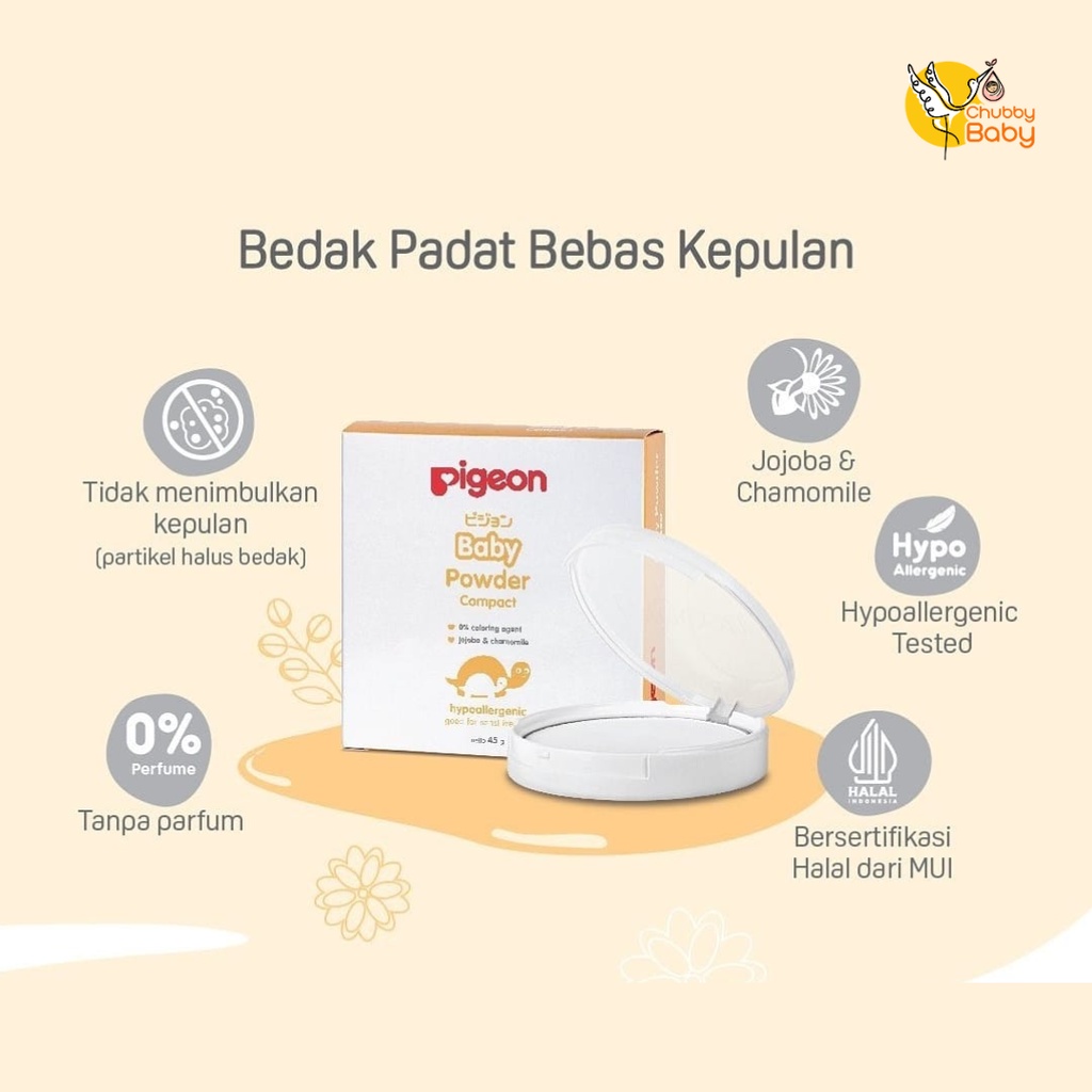 PIGEON Baby Powder Cake Chamomile 45Gr | Bedak Padat Bayi