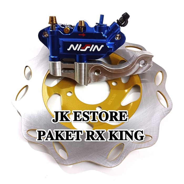 Paket Kaliper Monoblok Nissin 4 Piston + Piringan Disc Cakram Rx King - Biru