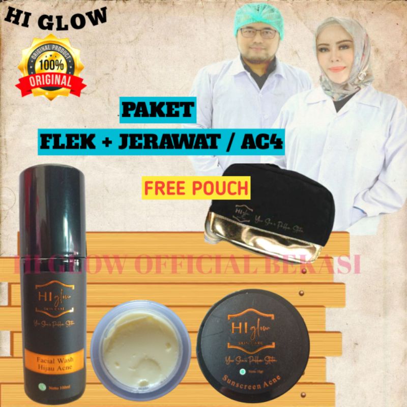 PAKET PREMIUM AC4+ (FLEK-JERAWAT)  / Paket Flek - Jerawat ( AC4 ) Hi Glow Skin Care Original