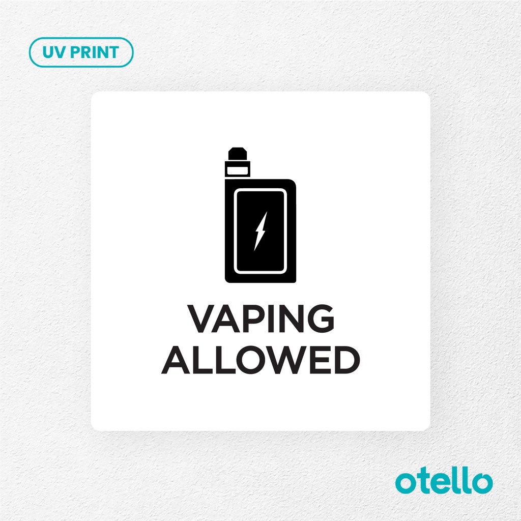 Vaping Allowed Signage Board Akrilik Tempel Dinding Papan Acrylic Sign Board Signage Tempel Dinding Tulisan Label Tanda Petunjuk Rambu Aklirik UV Print