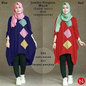 jumbo pinguin tunik,baju super jumbo,atasan,bumil,dress lengan panjang