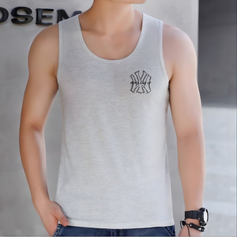 Singlet Pria NEVER GIVE UP Kaos Singlet Pria Cotton Combed