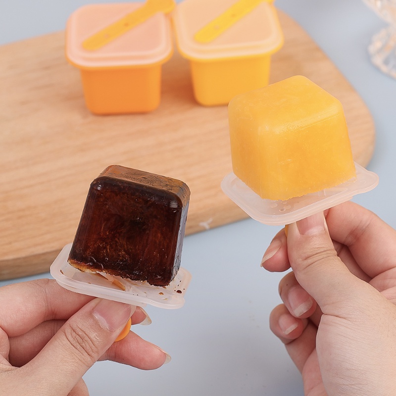 [Fitur] Cetakan Es Batu Mudah-Demoulding/Cangkir Pembeku Jus Es Loli/Nampan Minuman Dingin Buatan Sendiri/Stackable Dessert DIY Box/Cetakan Ice Grid Ramah Lingkungan Dengan Stick