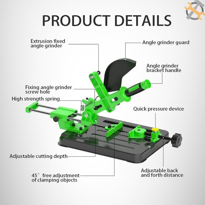 Stand Sliding Gerinda Wide Cutting Grinder Stand Holder Miter Dudukan Mesin Gerinda Terbaru 125mm