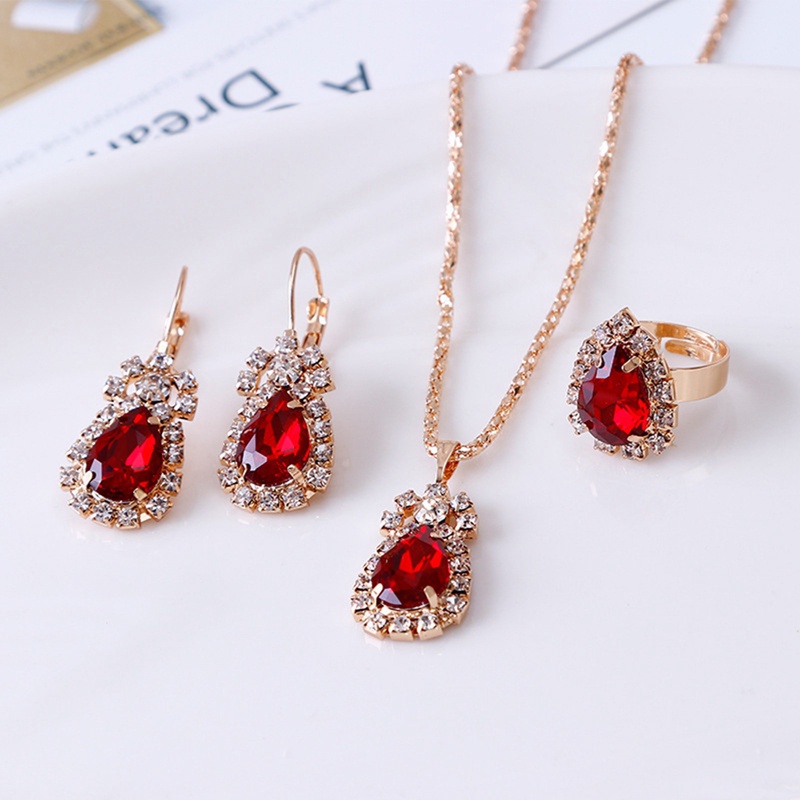 4 Pcs/Set Princess Crown Kalung Set Pengantin Eropa Dan Amerika Pertunangan Cincin Anting Liontin Indah Pernikahan Perhiasan Set