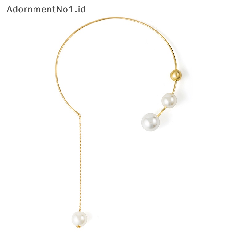 [AdornmentNo1] Elegan pembukaan Adjustable mutiara Choker kalung rantai klavikula Fashion kalung untuk wanita perhiasan pernikahan kerah