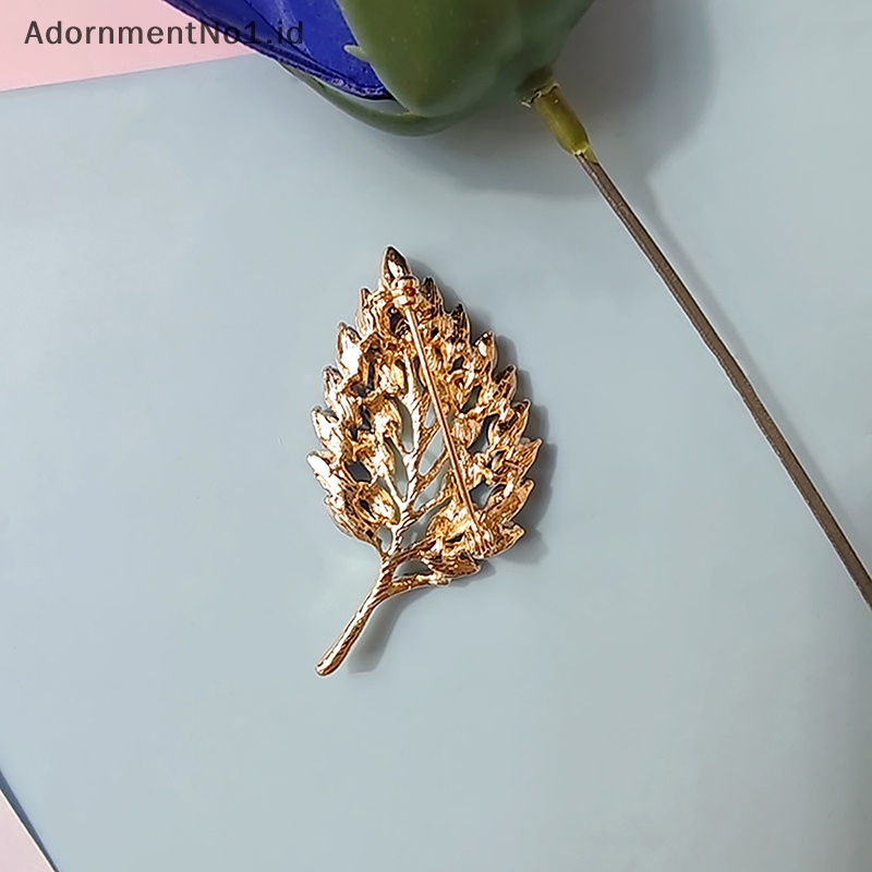 [AdornmentNo1] Elegan tanaman daun bros logam Fashion korsase berlian imitasi perhiasan Vintage bros Pin aksesoris pakaian untuk wanita hadiah