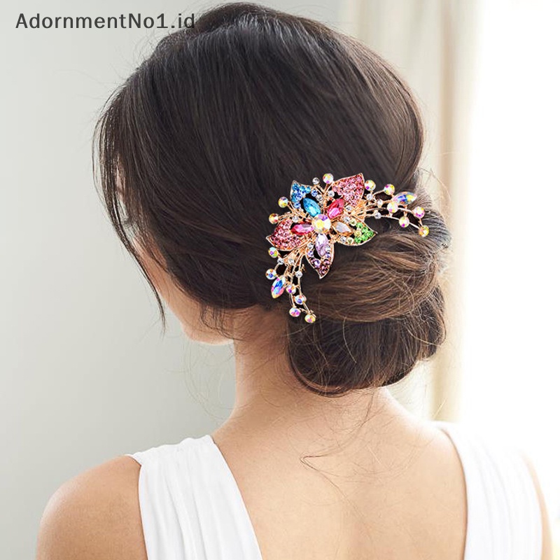 [AdornmentNo1] 2023 Vintage bunga kristal Hairclips Fashion berlian imitasi sisir rambut mengkilap jepit rambut untuk wanita aksesoris rambut hadiah