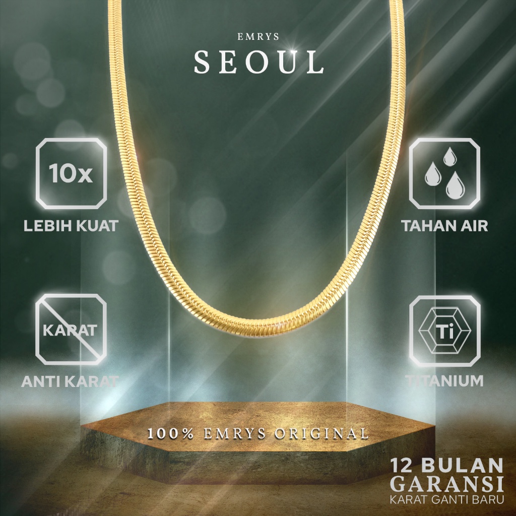 Emrys Necklace SEOUL Real Titanium Anti Karat Kalung Pria Wanita