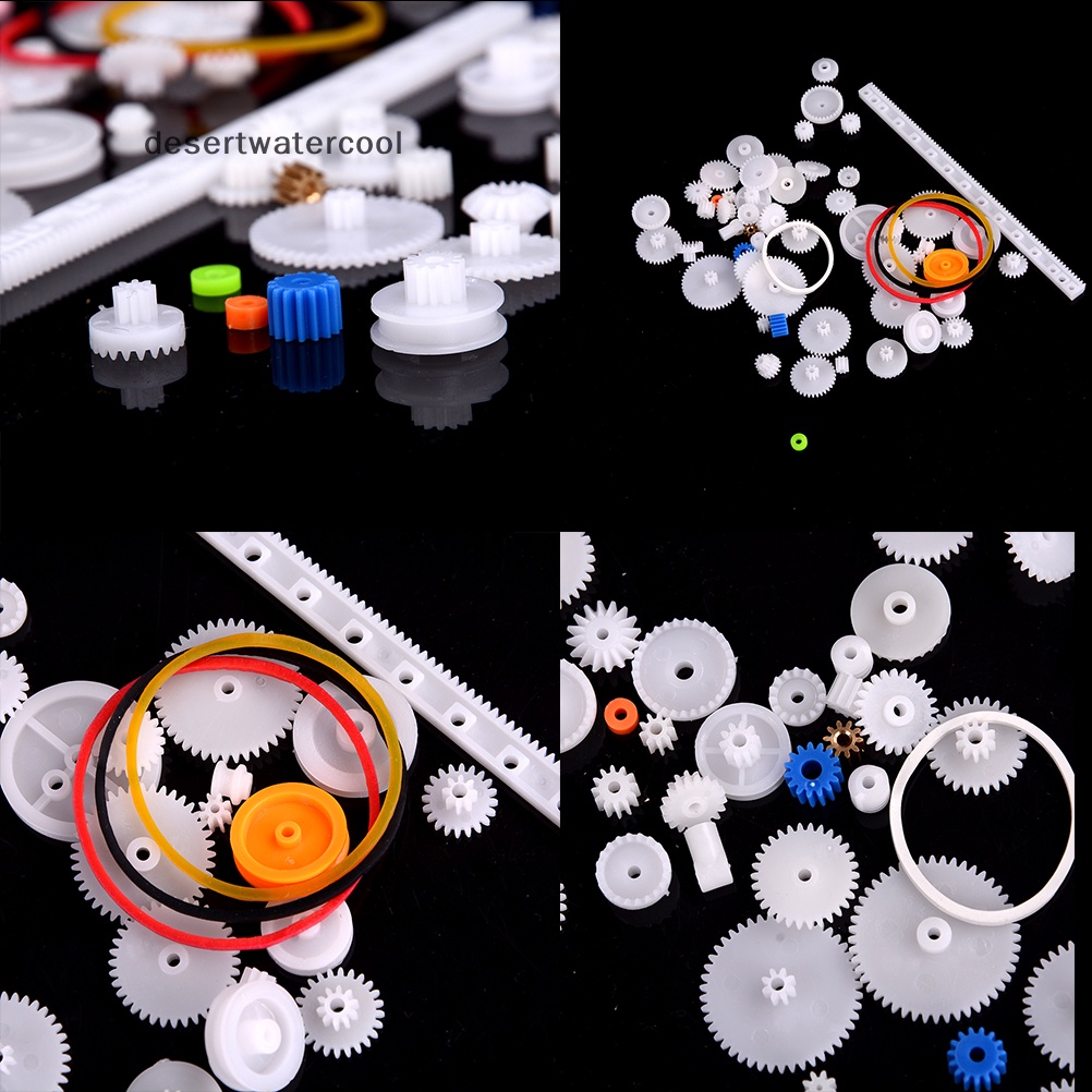 Deid 60pcs Gear Set Plastik DIY Rak Pulley Sabuk Cacing Single Double Gears Martijn