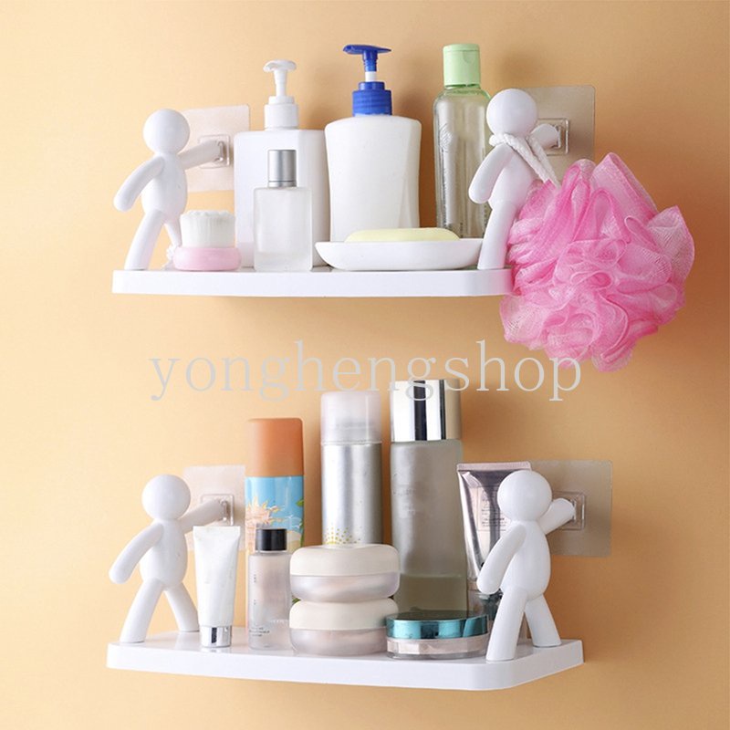 Kreatif Rak Penyimpanan Yang Dipasang Di Dinding Self-adhesive Serba Serbi Stand Holder Rak Penyimpanan Kosmetik Kamar Mandi Sabun Shampoo Organizer Bumbu Dapur Toples Rak