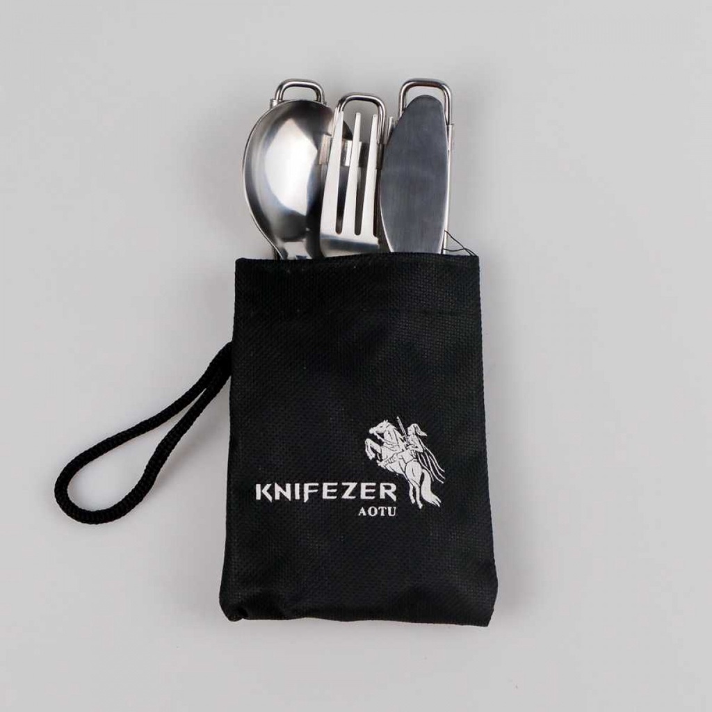 KNIFEZER Set Alat Makan Lipat Sendok Garpu Pisau Portable Cutlery