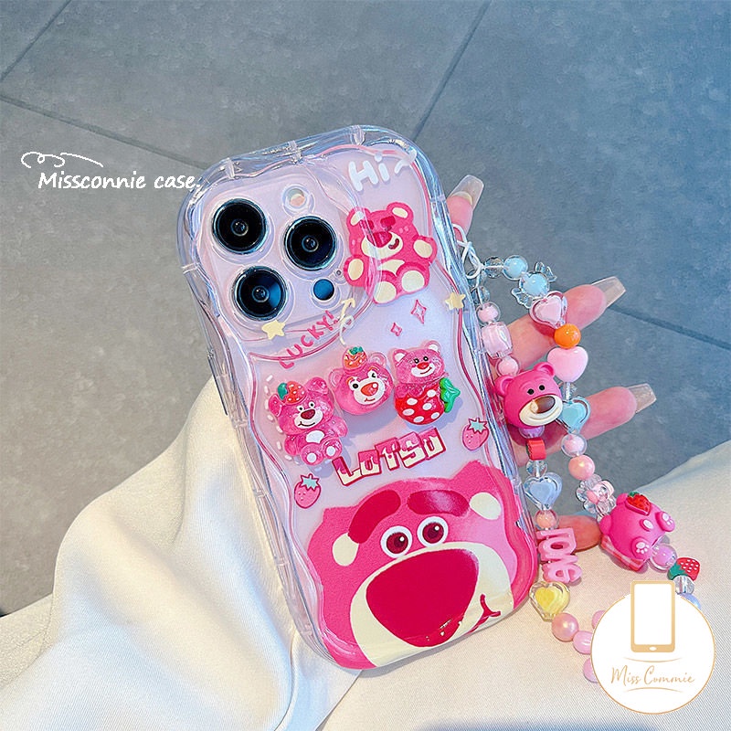 Untuk Samsung A14 A50 A52 A13 A04 A50s A12 A23 A32 A30s A10s A24 A03s A04s A21s A11 A31 A20 A52s A51 A02s A20s A03 A30 Kartun DIY 3D Boneka Strawberry Bear Cute Manyo Soft Glossy Case