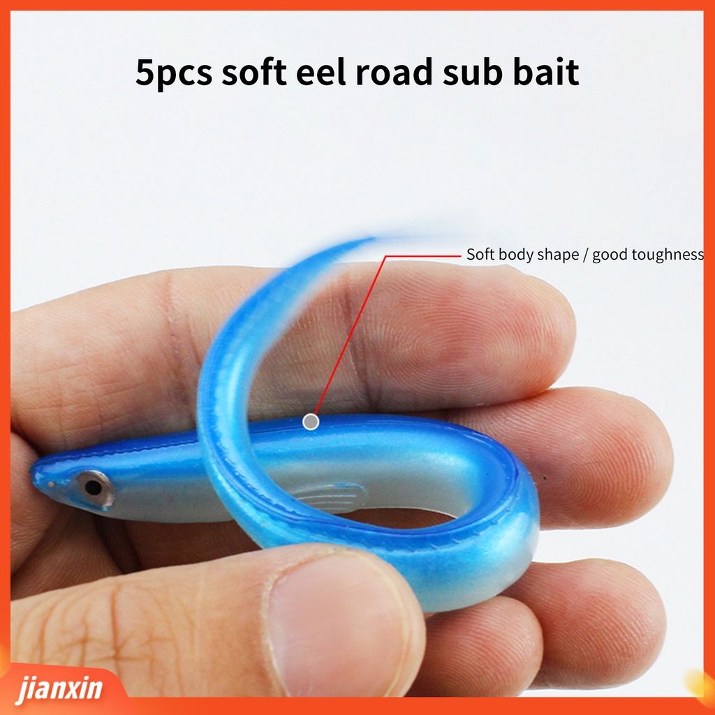 (In Stock) 5Pcs 14cm /6.3g Umpan Pancing Stereo Tubuh Lembut Ketangguhan Yang Baik Umpan Belut Bercahaya Aksesori Memancing