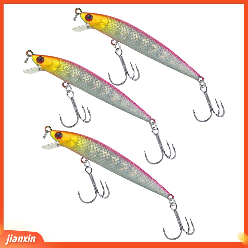 (In Stock) 3Pcs 8cm /6g Umpan Ikan Kecil Hidup Hiu Kait Lidah Pendek Tenggelam Umpan Palsu Memancing Aksesori