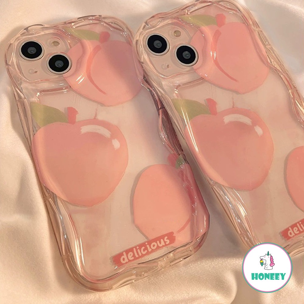 Ins Musim Panas Buah Peach Ponsel Case Kompatibel Untuk iPhone 14 Pro Max11 13 12 Pro Max Bening Silikon Penutup Pelindung