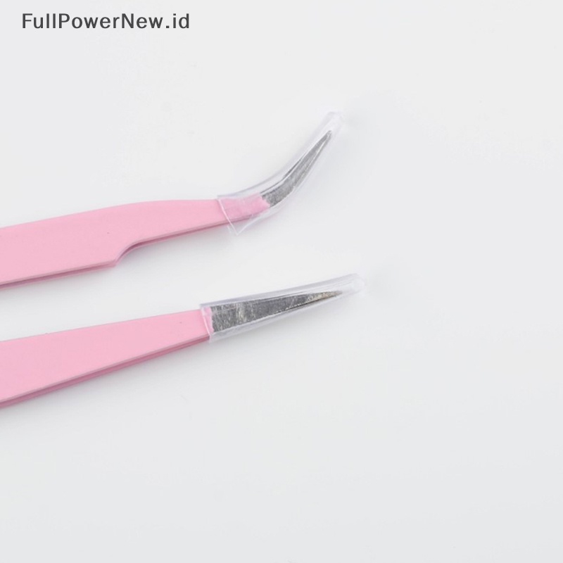 Power 2PCS Pinset Ekstensi Bulu Mata Stainless Steel Curved Straight Lashes Tweezer ID