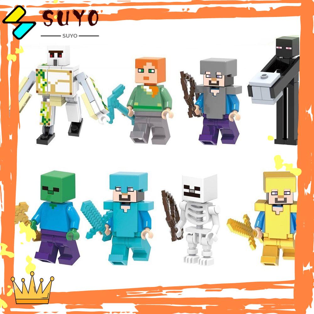 SUYO Minecraf Minifigures Mainan Hadiah Ulang Tahun Lucu Untuk Anak Action Figure