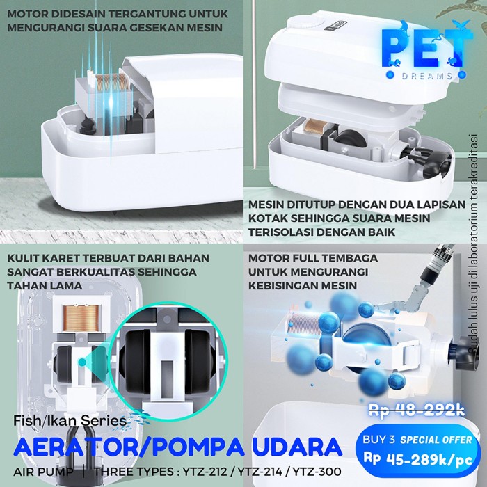 AQUARIUM PUMP AERATOR/SILENT AERATOR PUMP /POMPA UDARA HENING AQUARIUM