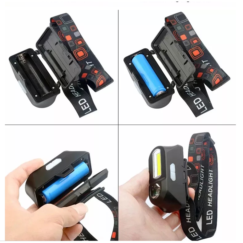 Senter KepalaLED Sistem Cas USB  Headlamp 3 MODE LED COB + XPE Camping Outdoor Super Terang Rechargeable