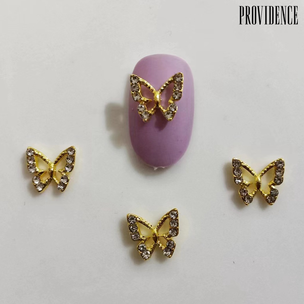 Providence 20Pcs Alloy Butterfly Nail Charms Dengan Berlian Imitasi Mengkilap Berongga Indah Nail Art Dekorasi Aksesoris