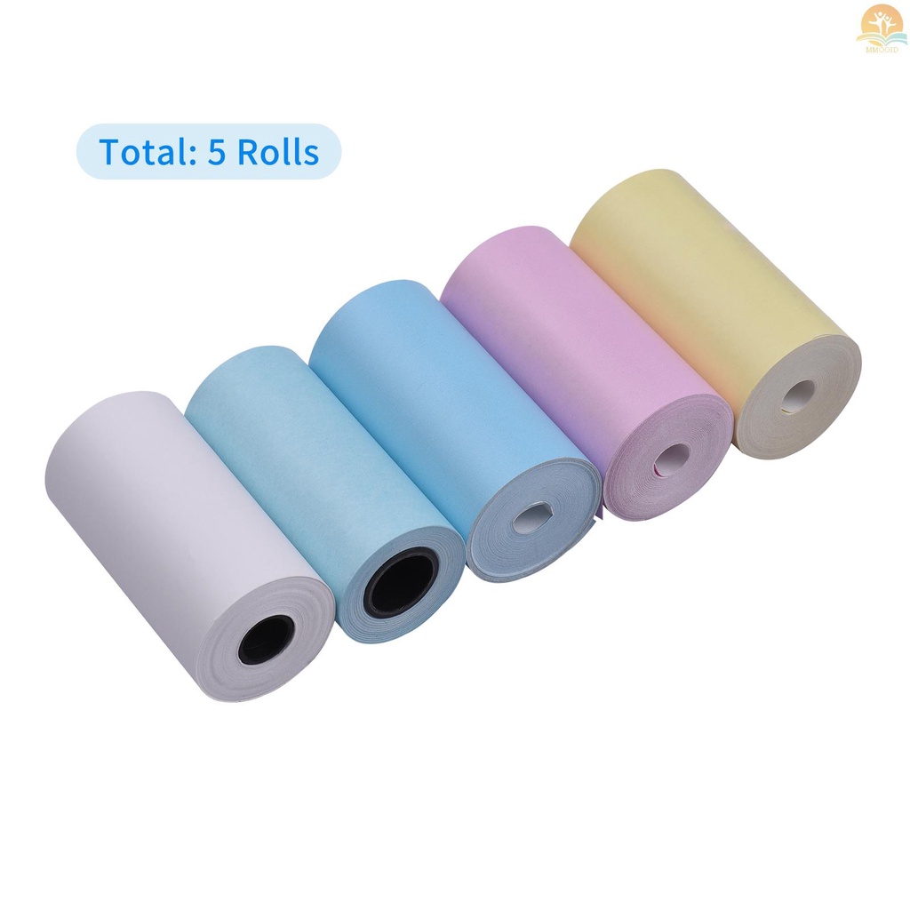 In Stock 5PCS Color Thermal Paper Roll Set 57x30mm/2.17x1.18in Kwitansi Foto Gambar Memo Printing Kompatibel Dengan Peripage/Paperang Pocket Printer Instant Photo Printer