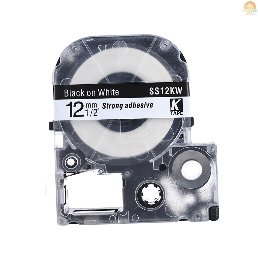 In Stock Black on White Label Tape 12mm * 8m Kompatibel Untuk Printer Label Kingjim Epson LW400 /LW600 /SR230C/SR230CH/SR530C/SR550C