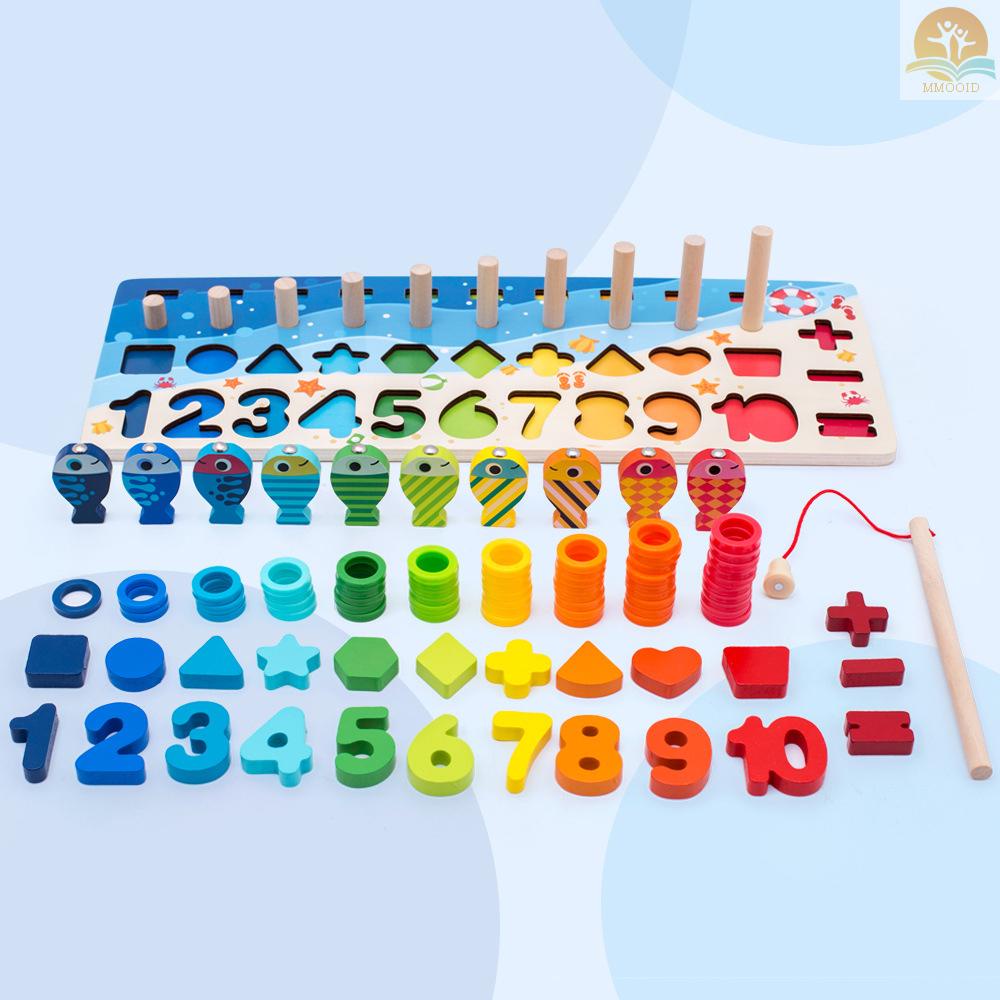 In Stock Mainan Memancing Magnet Anak Edukasi Dini Papan Logaritmik Angka Kayu Bentuk Puzzle Sortiran Untuk Anak Balita Paud