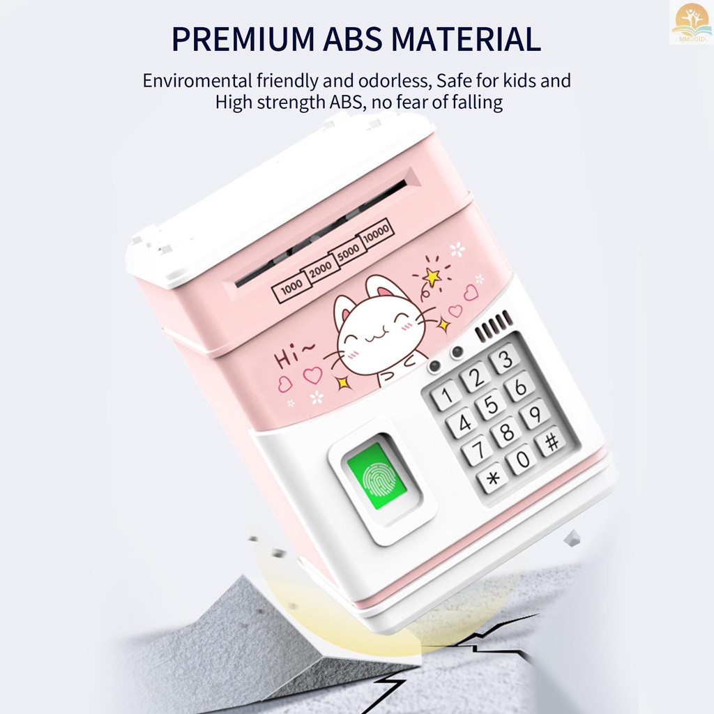 In Stock Celengan Elektronik Kotak Tabungan ATM MINI Dengan Simulasi Password Fingerprint Money Bank Untuk Koin Tunai Kertas Gulung Otomatis Untuk Anak Laki-Laki Perempuan Anak Brankas Kotak Sempurna Birthda