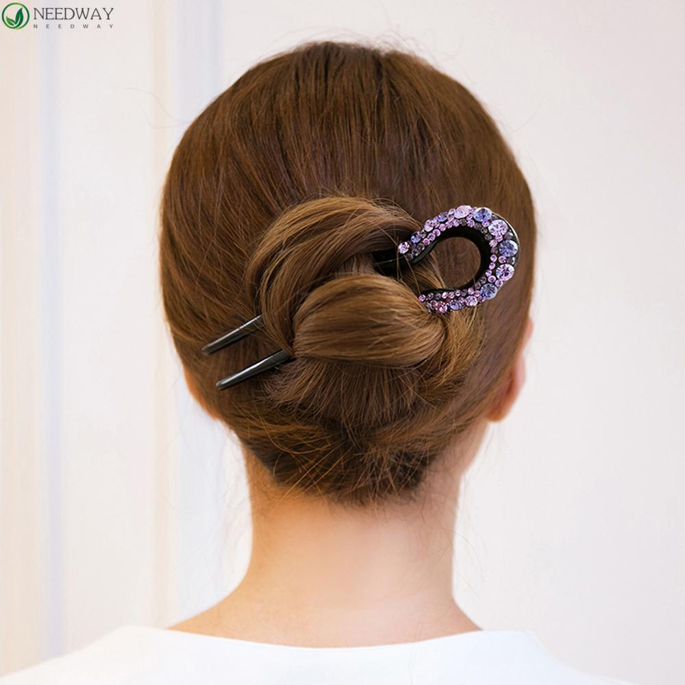 NEEDWAY Jepit Rambut Wanita Retro Fashion U-shaped Lady Acrylic Hair Sticks