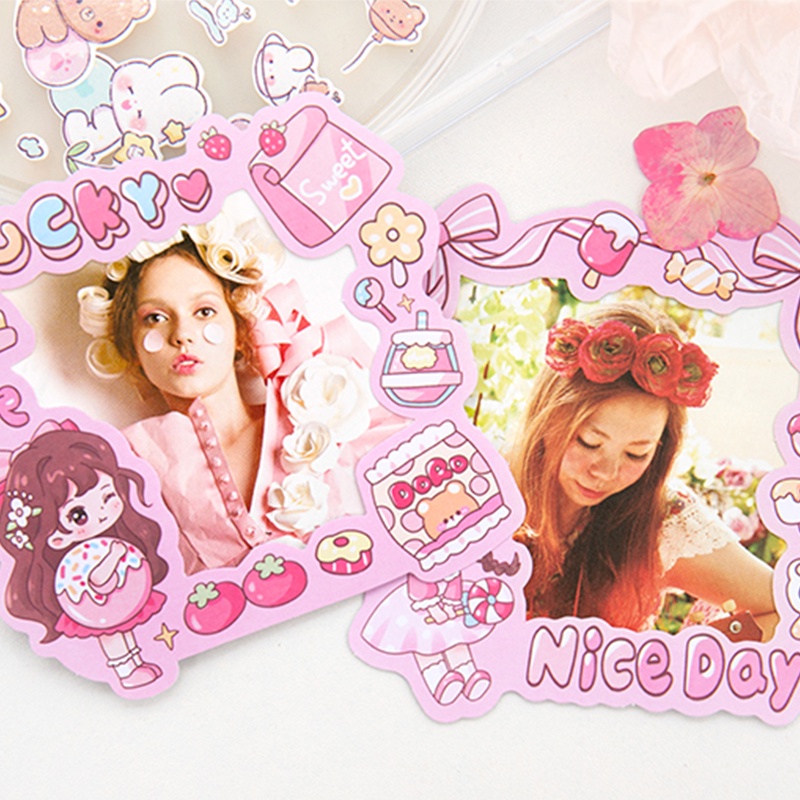 20pcs Menggemaskan Kartun Gadis Kpop Foto Deco DIY Stiker Bingkai Kartu Siswa Guka Stickers Pack