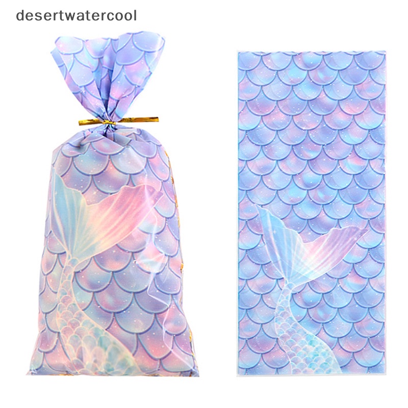 Deid 50Pcs Mermaid Party Gift Bag Biskuit Packing Bag Mermaid Tail Timbangan Traktir Bags Martijn