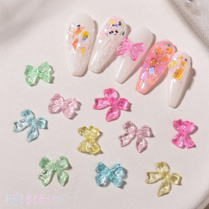 [Fitur] 10/30 /50 Pcs/Bag Korea Resin Nail Art/Dekorasi Kuku Kupu-Kupu/Mini Jelly Bow Stereo Hiasan Kuku/DIY Manicure Aksesoris/Perhiasan Bagian Bor Kuku