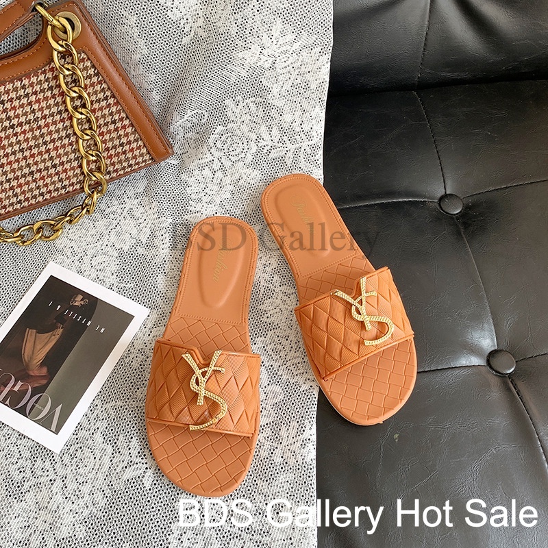Sandal Terbaru Slop Wanita YS Flat Import Fashion Sandal Wanita Korea Style Kekinian 2023