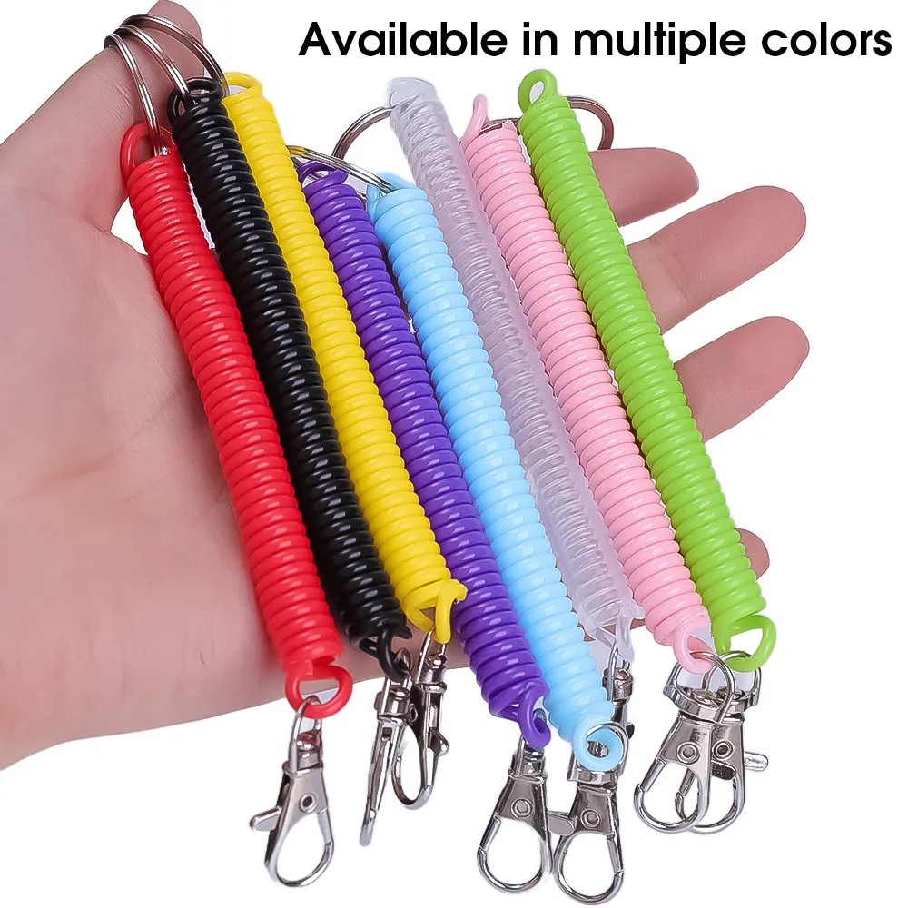 1pcs Elastis Tali Musim Semi Gantungan Kunci Multicolor Anti Maling Adjustable Keyrings Tas Dompet Aksesoris Handphone Gantungan Kunci Mobil