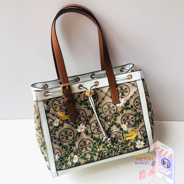 Tas TORY BURCH T Monogram Jacquard Tote Bag Embroidered 80969 TB VS