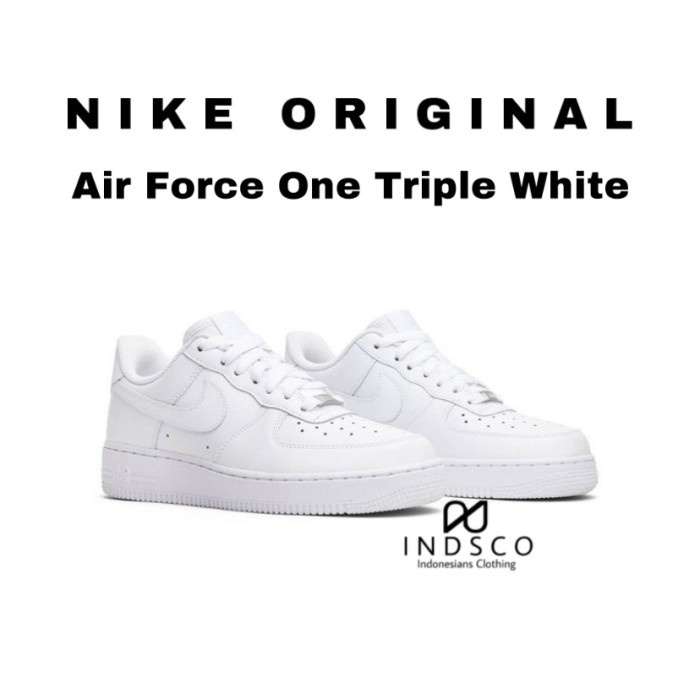 Sepatu sneakers pria wanita Nike Air Force One Full Putih - 36