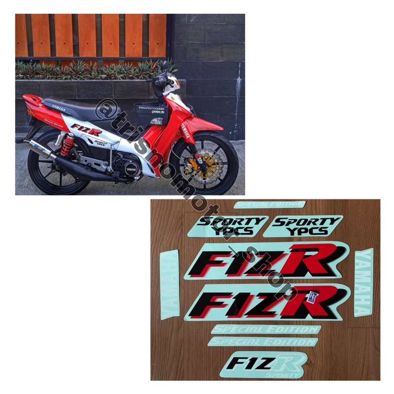 striping body yamaha fiz r f1z r sporty sticker stiker fizr f1zr malboro putih merah lis list motor 