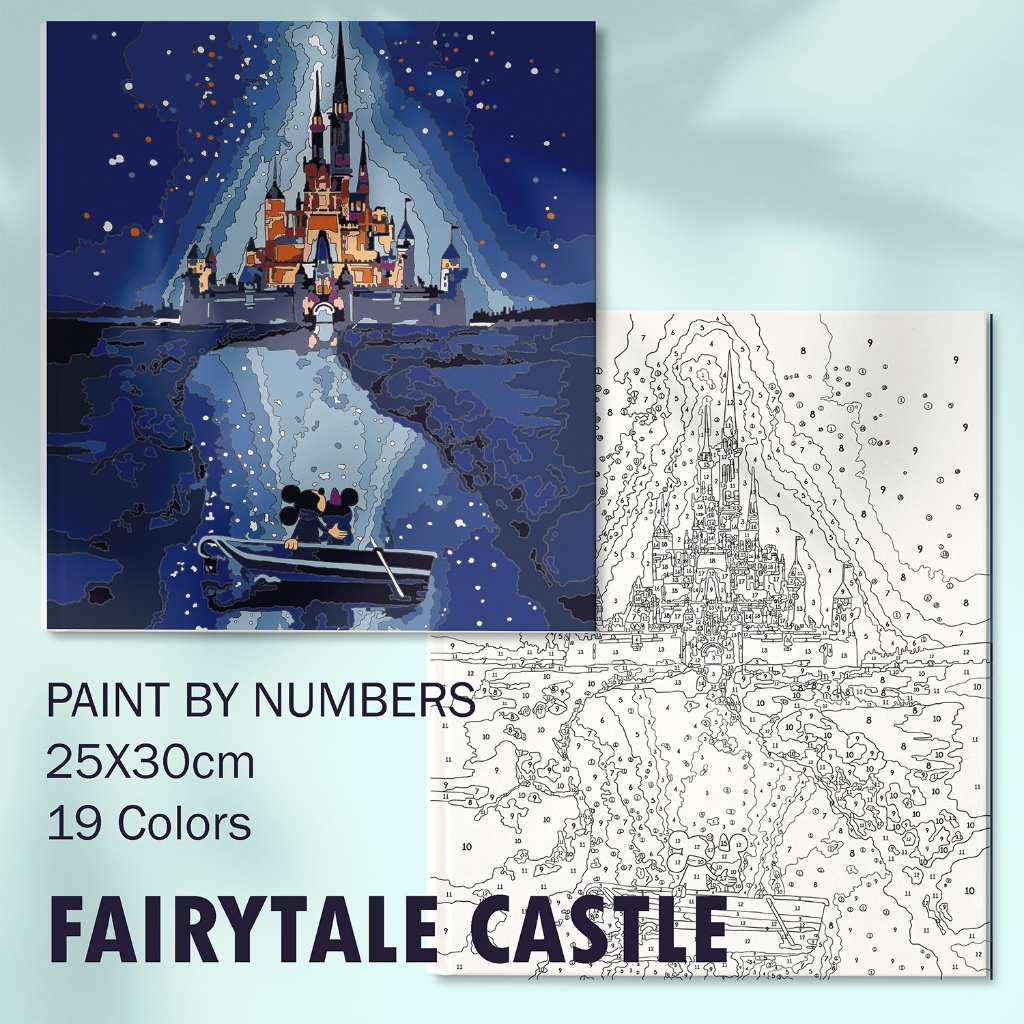 

Paint by Numbers Kit FAIRYTALE CASTLE Edition by Papermint Co / Number Estetik Aesthetic Perlengkapan Melukis Gouache Hiasan Canvas Kanvas