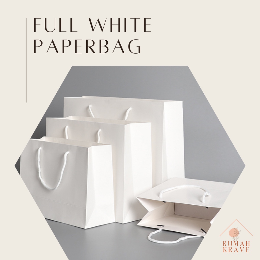 

RUMAH KRAVE - Full White Paperbag Tebal Putih Polos Tas Kado Hadiah
