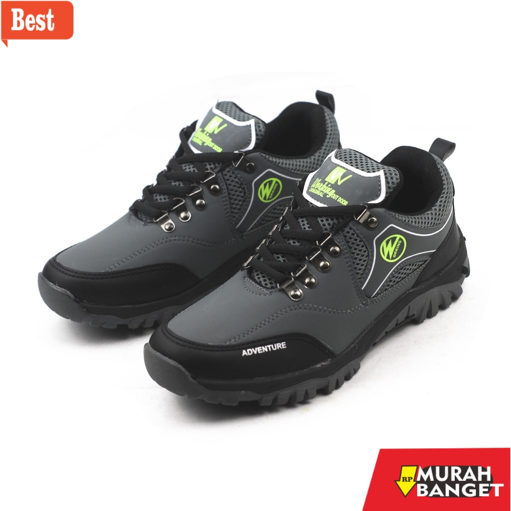 Boot pria terbaru- Sepatu boots pria safety adventure kulit sintetis hiking tracking olahraga outdoo