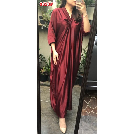 New Trend Fashion 9623 #KAFTAN DRESS SATIN / fashion muslim JUMBO /MAXI DRESS KAFTAN - Maroon, XXL