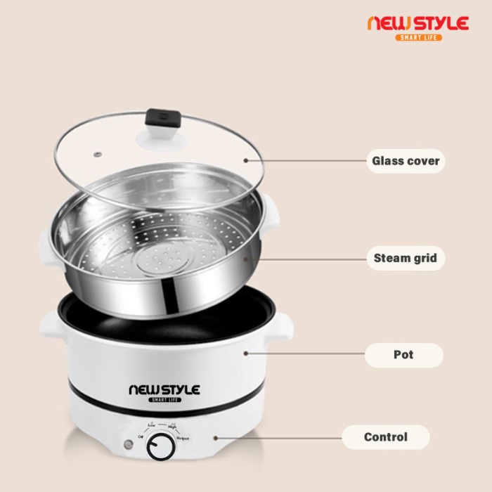 Panci Listrik Panci Electric Hotpot Anti-lengket Panci Elektrik Y09 - Putih