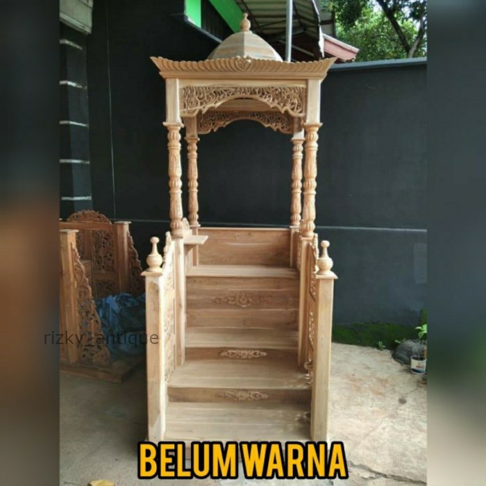 

Mimbar Masjid Kayu Jati Jepara Harga Murah Model Ukir Atap Kubah - BELUM WARNA Termurah cod redy