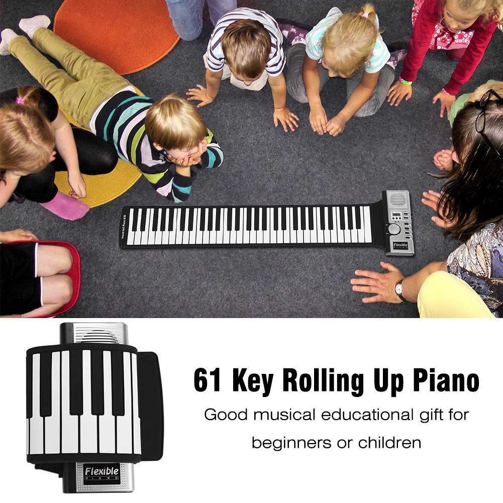AWKids Piano Digital Gulung Roll Up Keyboard MIDI Headphone 3.5mm